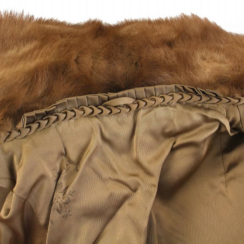 ノーブランド 毛皮コート ミンクファー ハーフ アウター 9 ブラウン