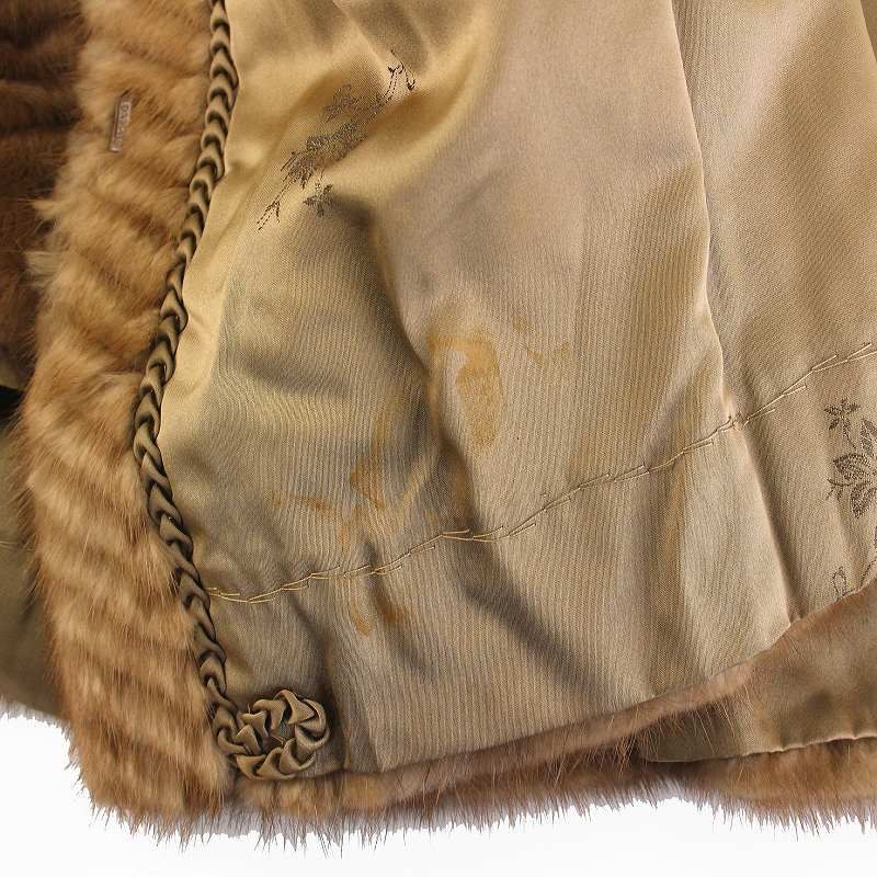 ノーブランド 毛皮コート ミンクファー ハーフ アウター 9 ブラウン