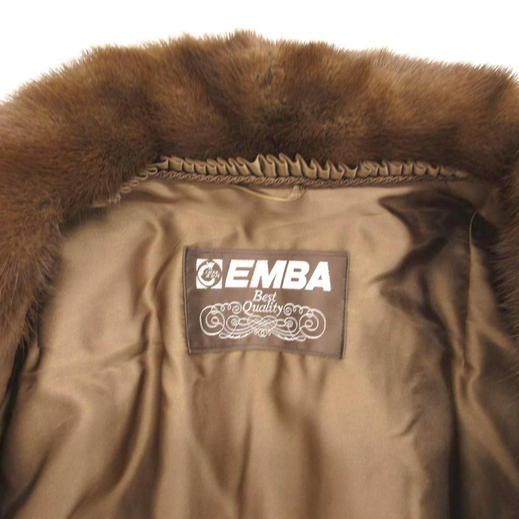 エンバ EMBA ファーコート 毛皮 ミンク ストライプ 茶 ブラウン /JS