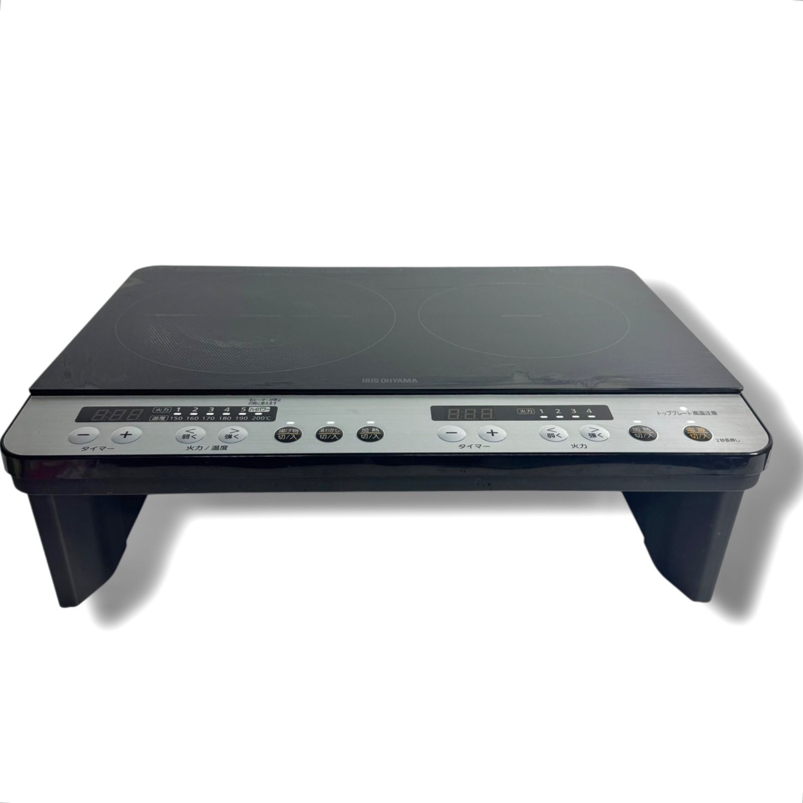 火を使わず安心調理 アイリスオーヤマ IHK W 12 SP B 2口IHコンロ ブラック 一人暮らしに