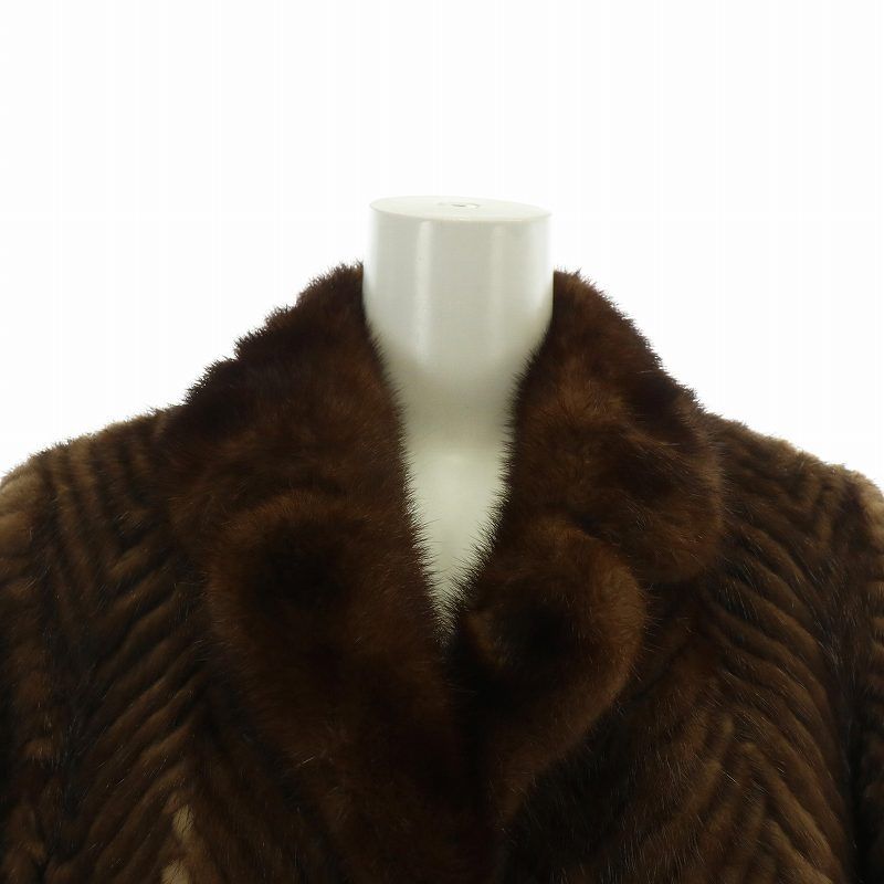 ノーブランド ファーコート アウター 毛皮 ミンク ミドル ヘリンボーン
