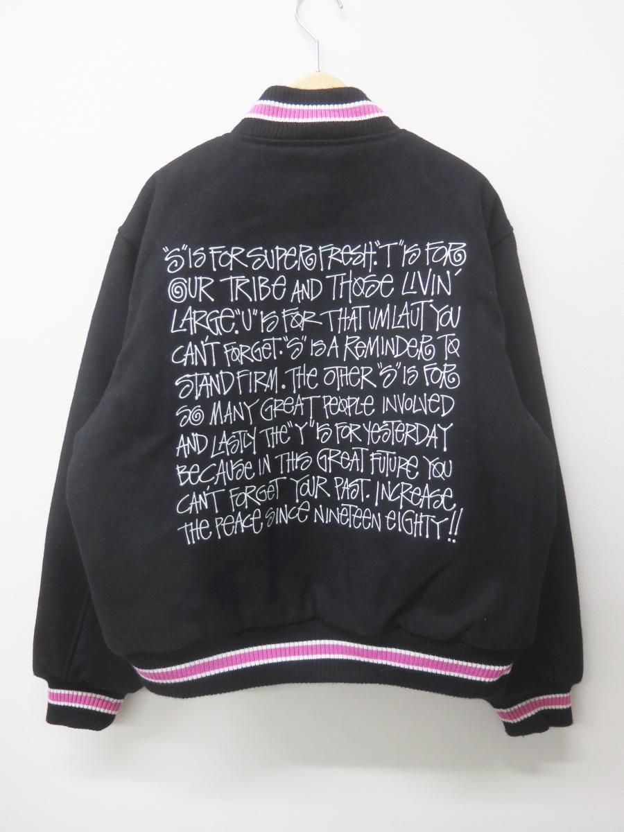 2098 STUSSY ステューシー 115665 22 AW TALK MELTON VARSITY JACKET スタジャン S