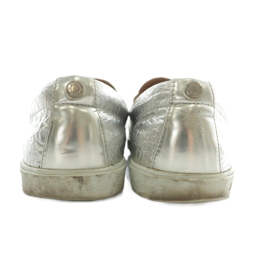 【中古】ジミーチュウ JIMMY CHOO スリッポン スニーカー レザー メタリック ロゴ 38 25cm シルバー色 ジミーチュウ JIMMY CHOO スリッポン スニーカー レザー メタリック
