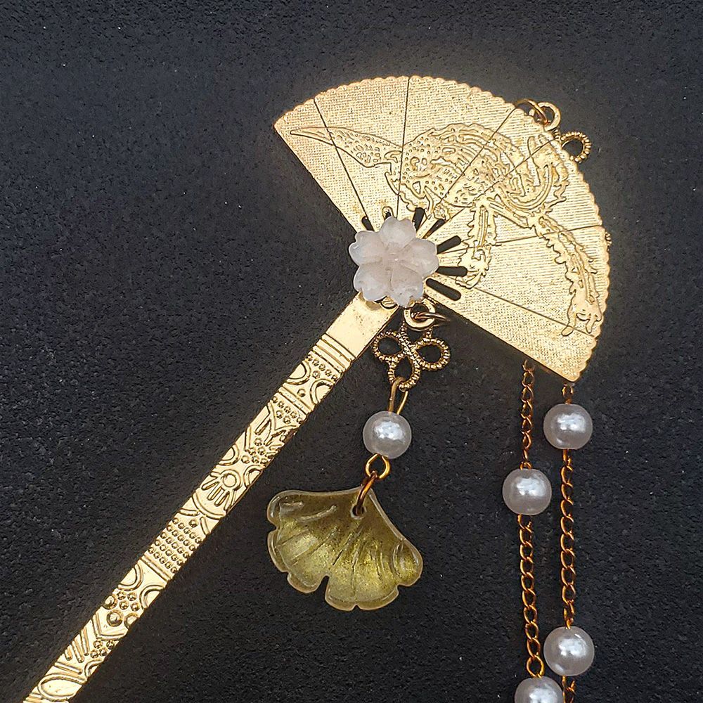 かんざし 一本挿し 髪飾り 扇 花 パール ゴールド 結婚式 和装 留袖