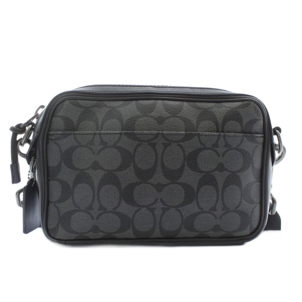 コーチ COACH ショルダーバッグ PVC レザー シグネチャー 総柄 ロゴ 黒