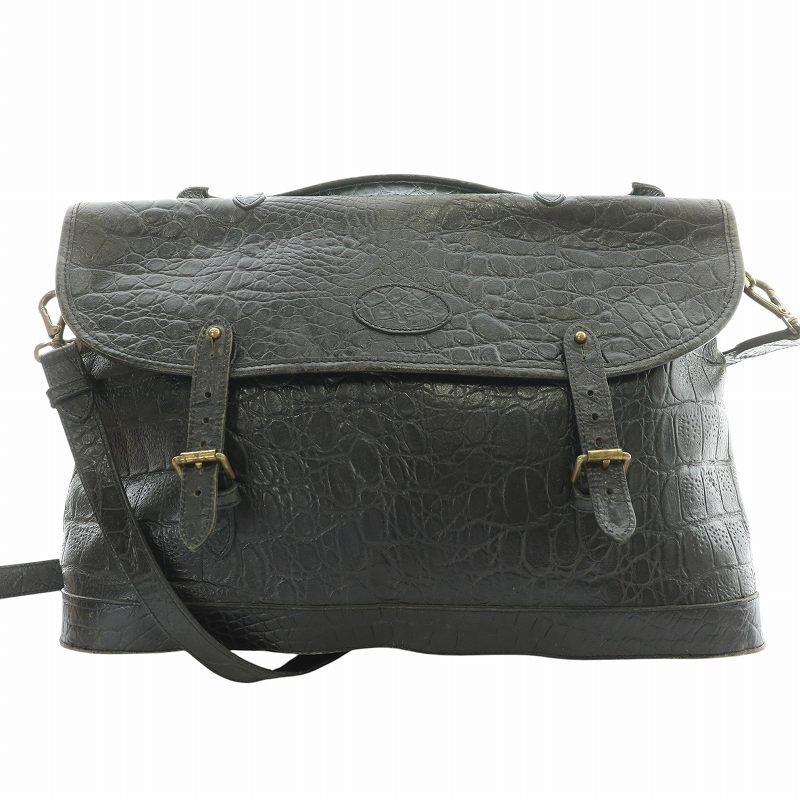 Mulberry】ハンドバッグ クロコ型押し ブラック レザー 【公式通販】