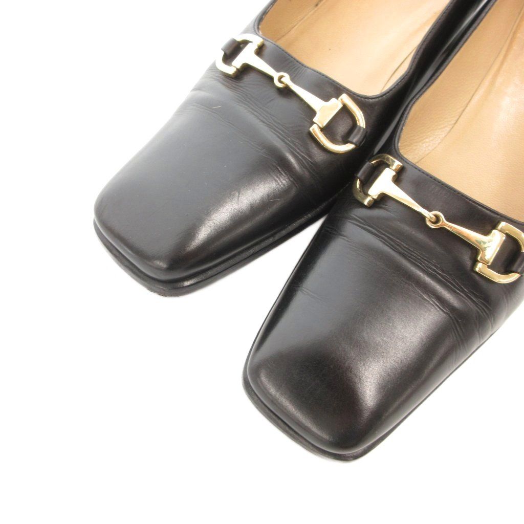 グッチ GUCCI ホースビットパンプス スクエアトゥ チャンキーヒール