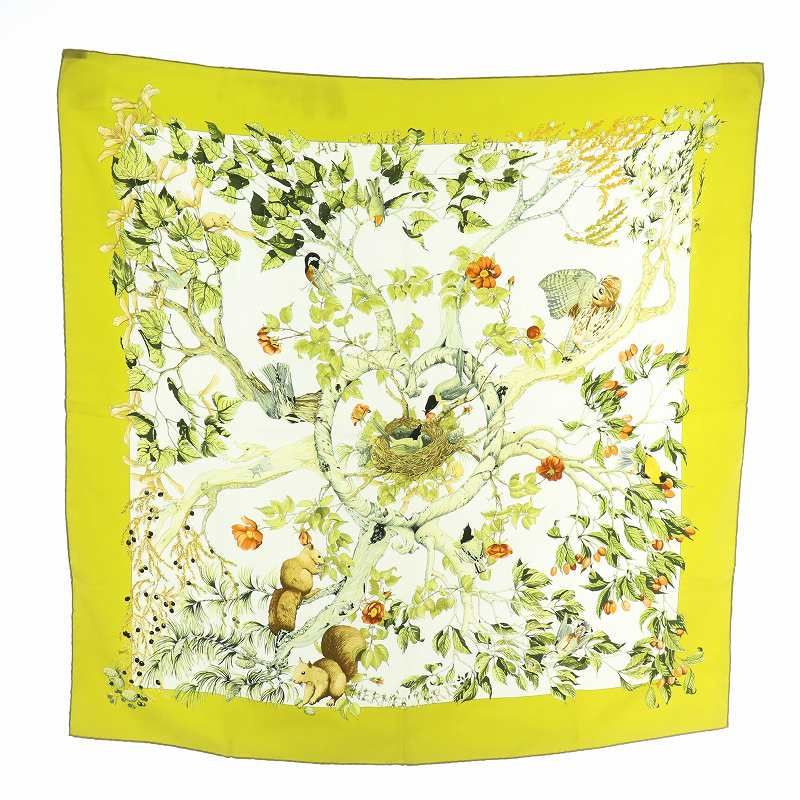 エルメス HERMES カレ90 AU COEUR DES BOIS 森の中で スカーフ 絹