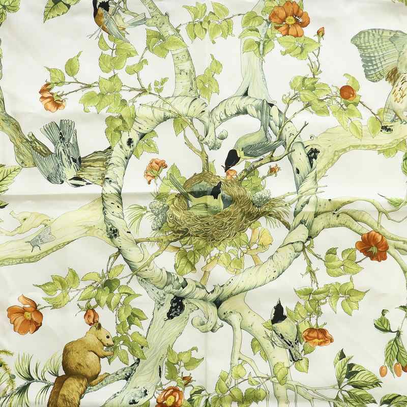 エルメス HERMES カレ90 AU COEUR DES BOIS 森の中で スカーフ 絹