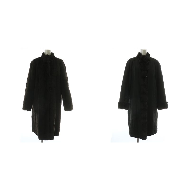 タグ付き新品未使用品　シェアードミンク リバーシブル　セミロングコート ブラック ノーブランド ファーコート リバーシブル アウター 毛皮 シェアード