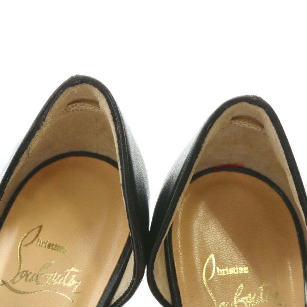 【中古】Christian louboutin パンプス レザー ポインテッドトゥ ピンヒール サイドリボン 36 23cm 黒 クリスチャンルブタン Christian louboutin パンプス レザー ポイン