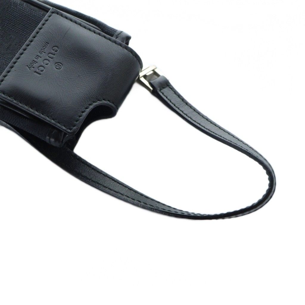 GUCCI グッチ アクセサリーポーチ ハンドバッグ 黒 GG レザー ロゴ GUCCI（グッチ） ポシェット ショルダーバッグ レザー ロゴ 黒