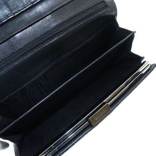 グッチ GUCCI 長財布 ウォレット ロゴ GGキャンバス 本物 レザー 黒