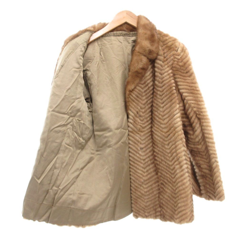 ノーブランド ファーコート 15 毛皮 ミンクファー ヘリンボーン ミドル