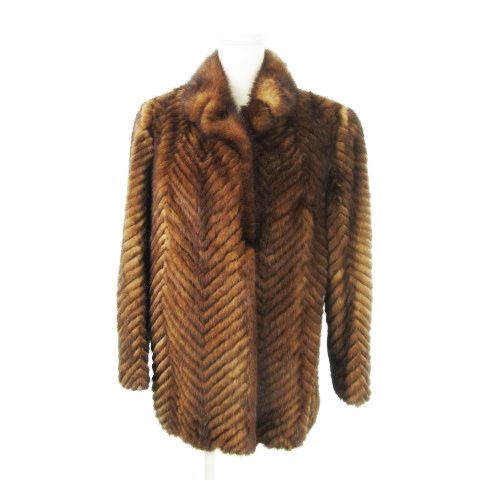 ノーブランド ファーコート ミンクファー 毛皮 ハーフ ミドル丈