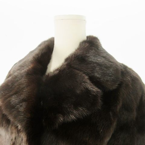 OS VISON ファーコート ミドル丈 ミンク 毛皮 茶 ブラウン /AO15