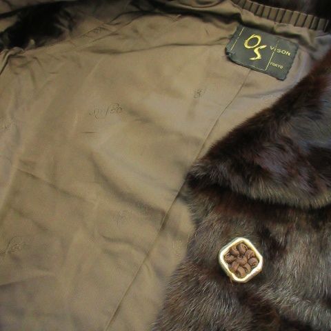 OS VISON ファーコート ミドル丈 ミンク 毛皮 茶 ブラウン /AO15