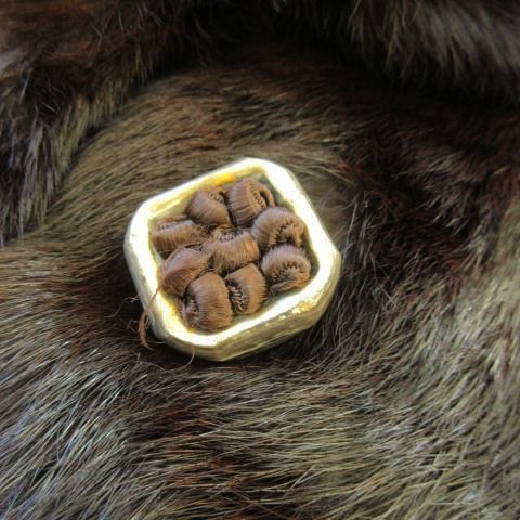 OS VISON ファーコート ミドル丈 ミンク 毛皮 茶 ブラウン /AO15