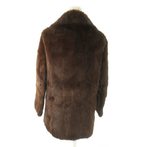 ノーブランド ファーコート ミドル丈 ミンク 毛皮 茶 ブラウン /AO17