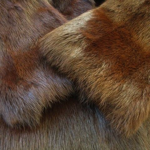 ノーブランド ファーコート ミドル丈 ミンク 毛皮 茶 ブラウン /AO17