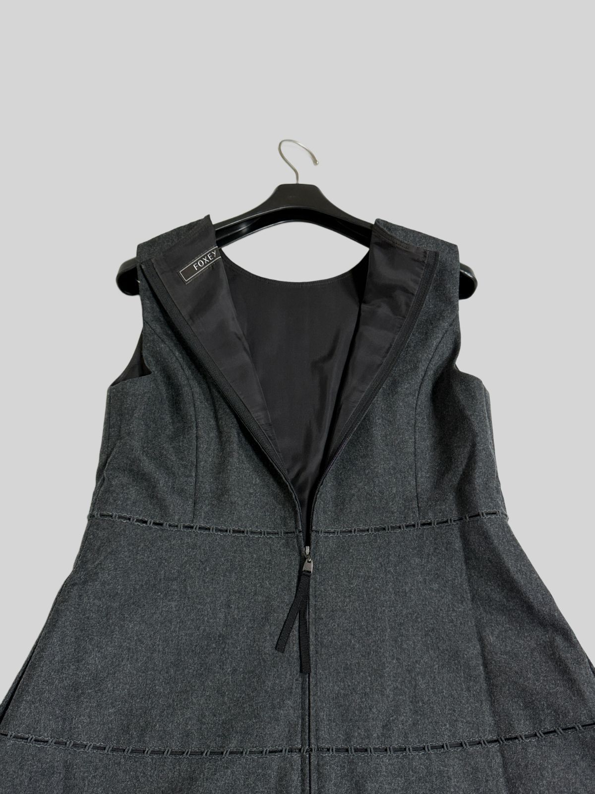 未使用級FOXEY/フォクシー リッチグレー ウール カットワーク  