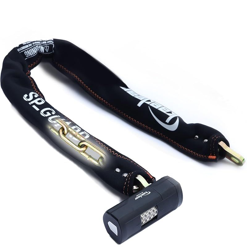 Kaedear カエディア バイク ロック チェーンロック 鍵 ダイヤル 長さ1500 mm スクエアチェーン 9 盗難防止 SP GUARD KDR LK 2 D ブラック 1000 0