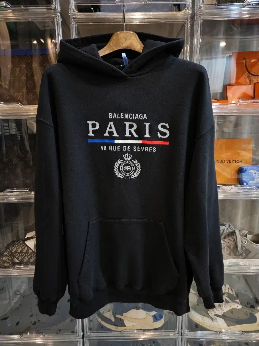 バレンシアガ パリ 刺繍 フーディー ブラック XXL サイズ