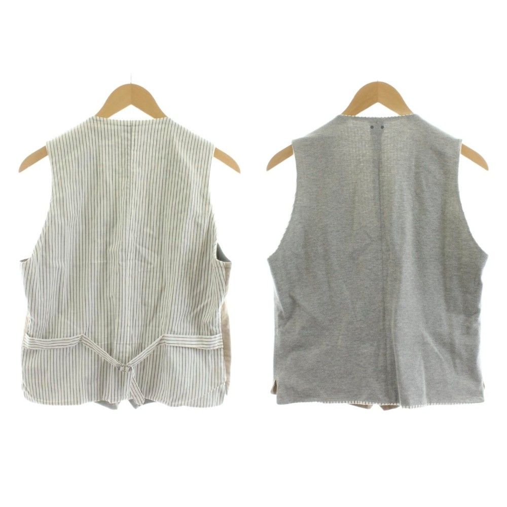 スリードッツ three dots ベスト ジレ リバーシブル 麻 リネン混
