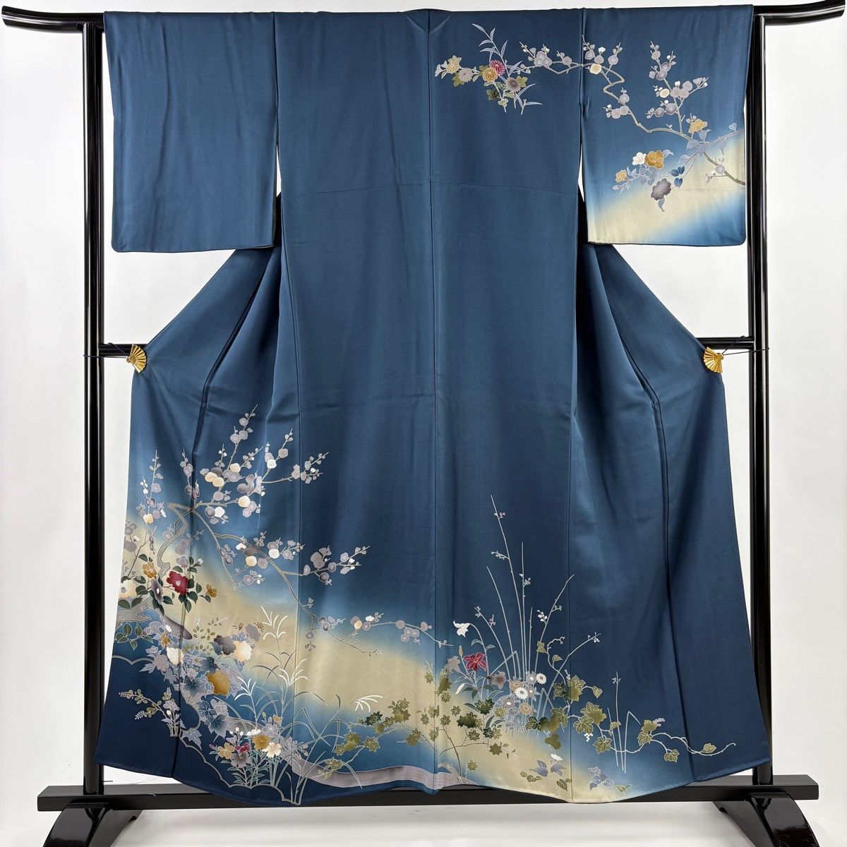 七五三 水色 中古 リサイクル 正絹 刺繍 新古品 身丈152cm 裄65cm S