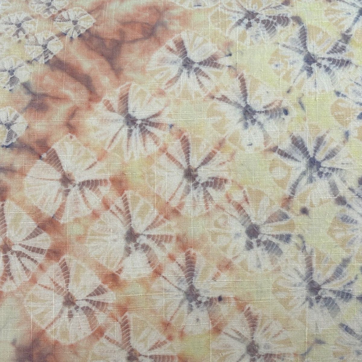 袋名古屋帯 紬地 幾何学模様 絞り クリーム 正絹