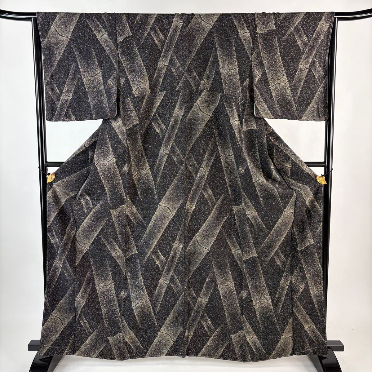 小紋 身丈164 cm 裄丈65 M 袷 竹 墨色 正絹