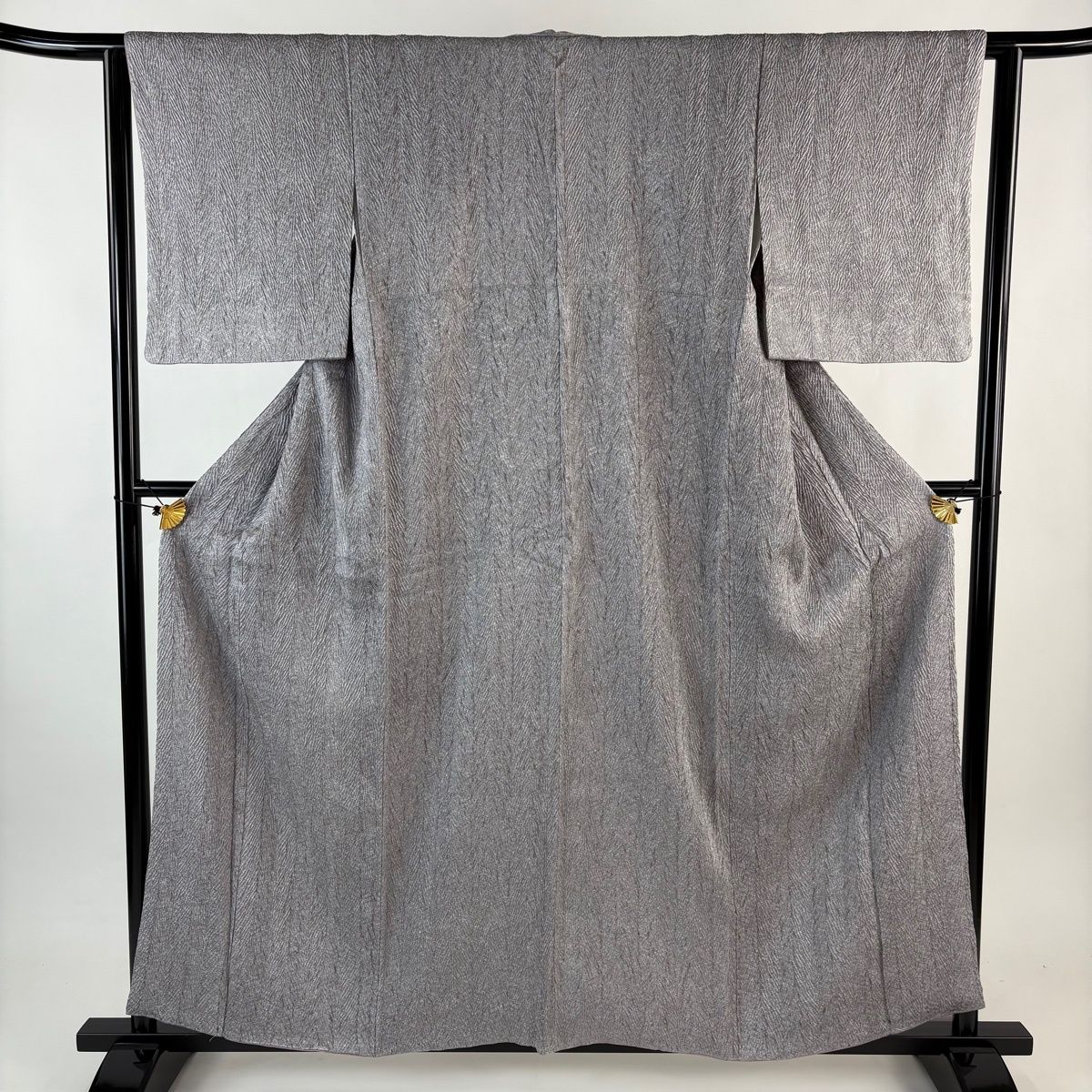 小紋 身丈159 cm 裄丈62.5 S 袷 幾何学 縫締め絞り 灰紫 正絹