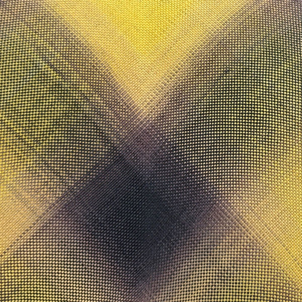 名古屋帯 秀品 斜め格子 黄土色 正絹