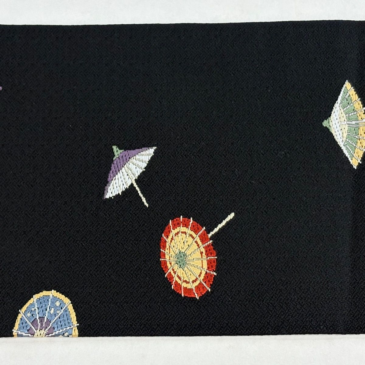  名古屋帯 秀品 証紙 番傘 唐織 黒 正絹 名古屋帯 帯