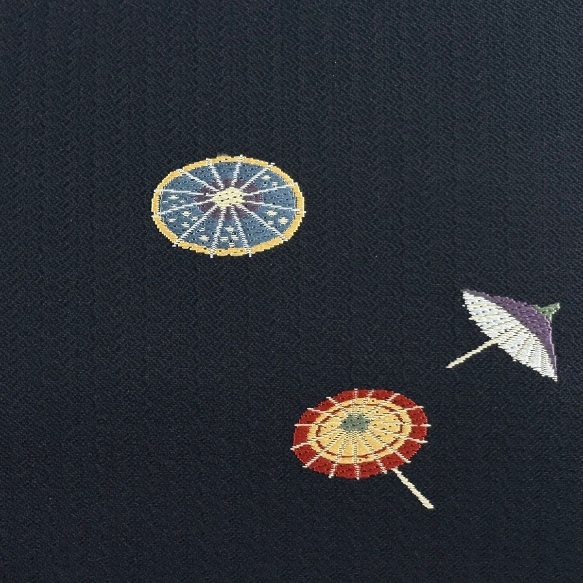 名古屋帯 秀品 証紙 番傘 唐織 黒 正絹