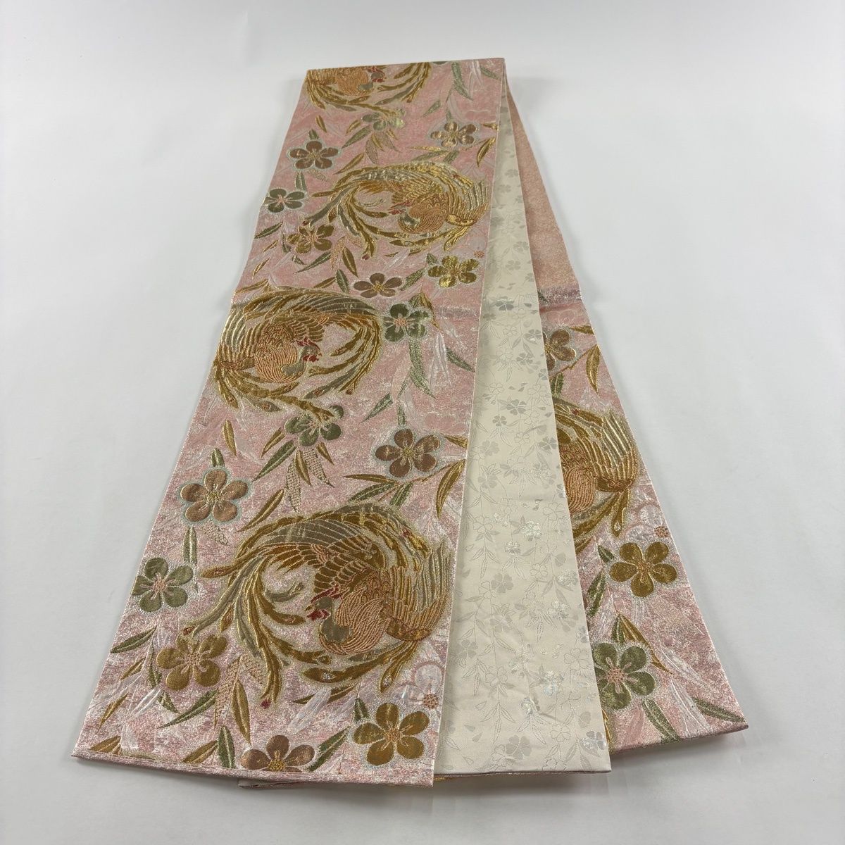 美品】 袋帯 秀品 鳳凰 草花 箔 ピンク 六通 正絹 【中古】 - メルカリ