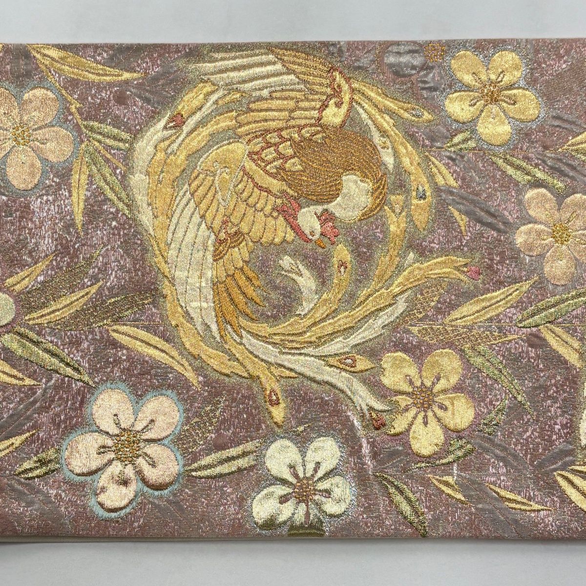 美品】 袋帯 秀品 鳳凰 草花 箔 ピンク 六通 正絹 【中古】 - メルカリ