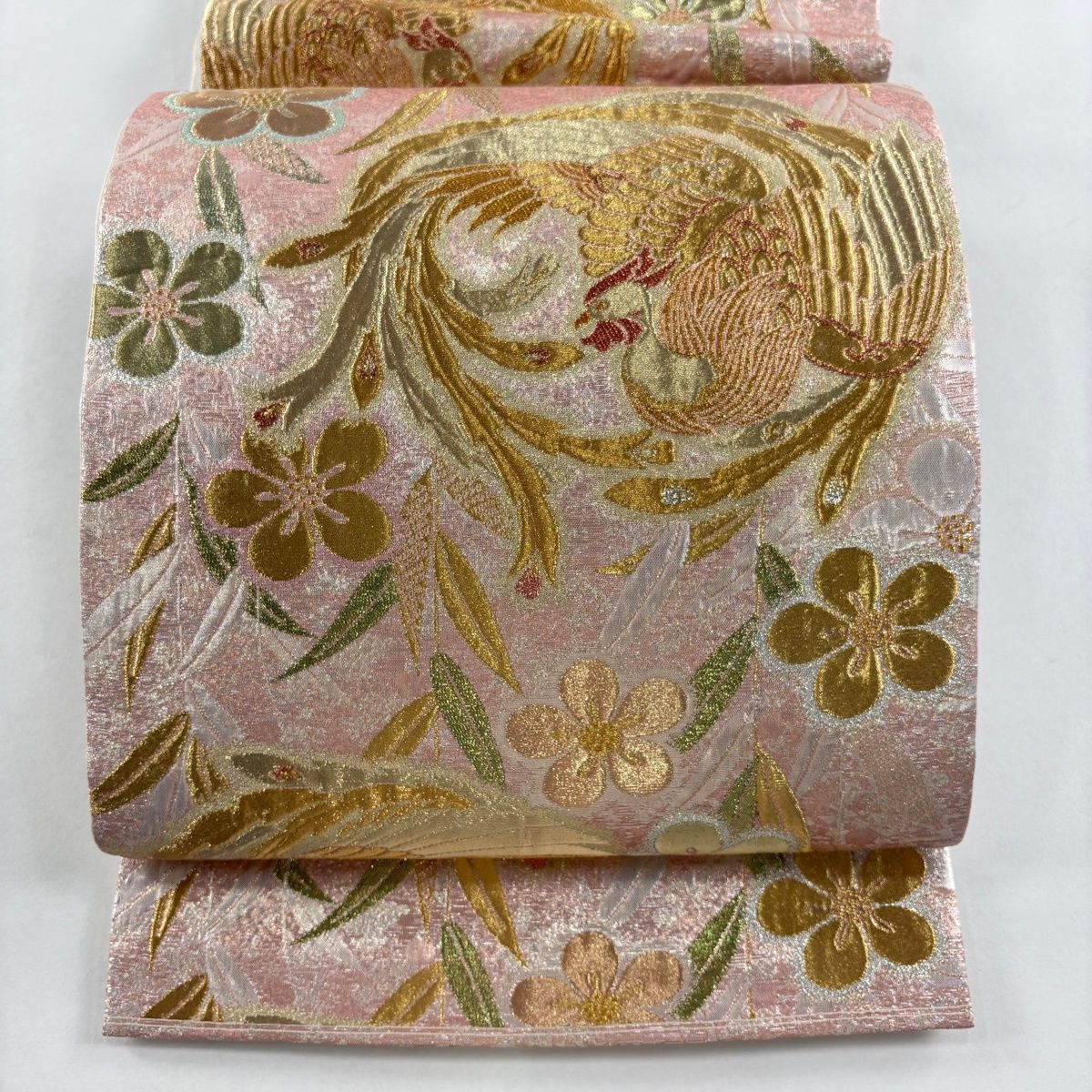 美品】 袋帯 秀品 鳳凰 草花 箔 ピンク 六通 正絹 【中古】 - メルカリ
