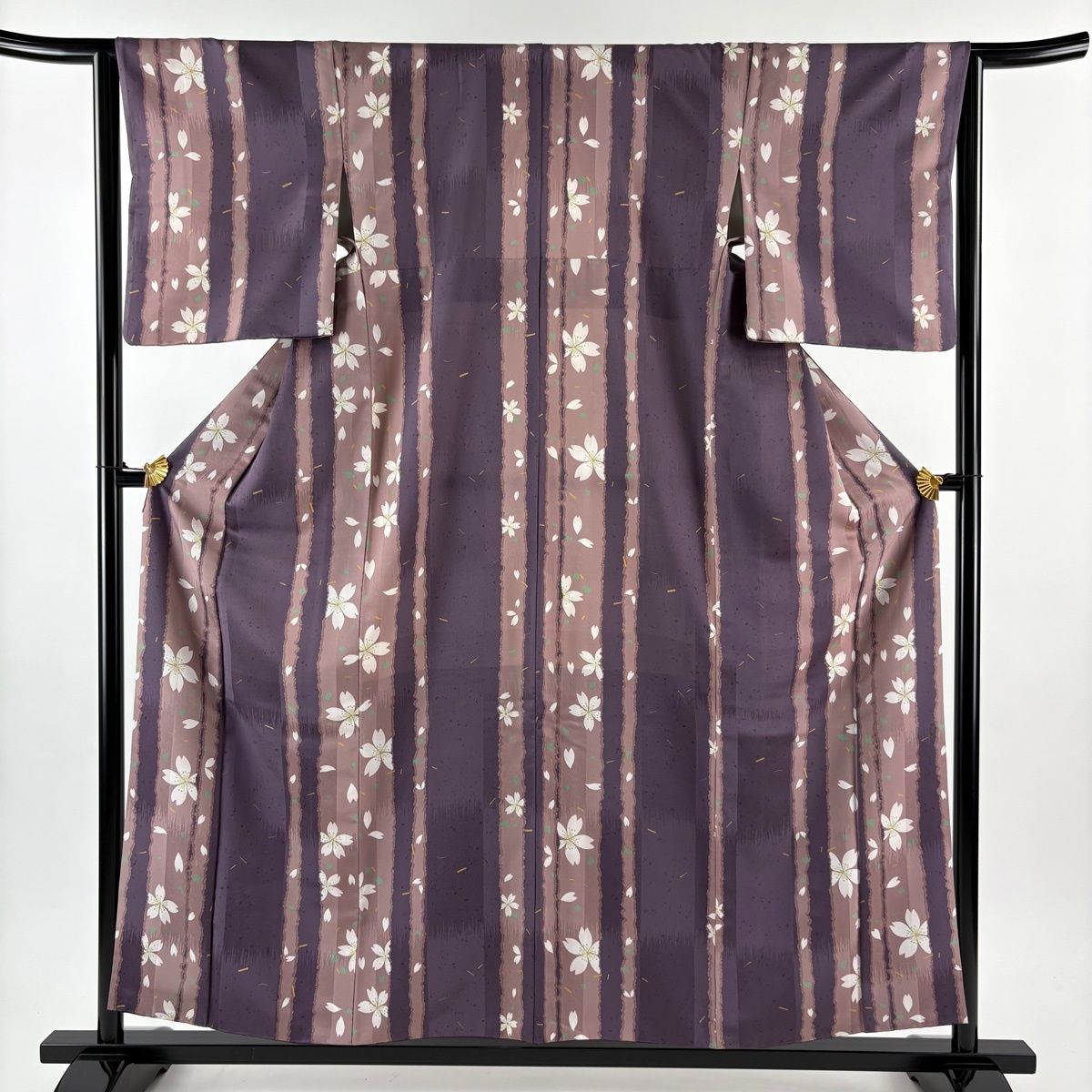 小紋 身丈156.5 cm 裄丈64 M 袷 桜 桜の花びら 紫 正絹 秀品