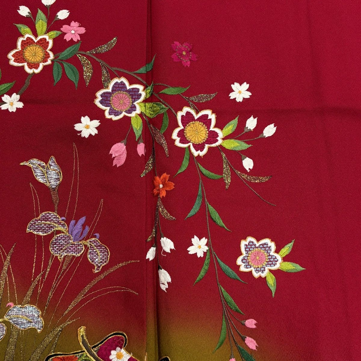 【29.5cm】 Nike ナイキ Air Max 90 Triple Red 振袖 身丈160cm 裄丈64.5cm M 袷 桜 御所車 金糸 箔 赤 正絹 秀