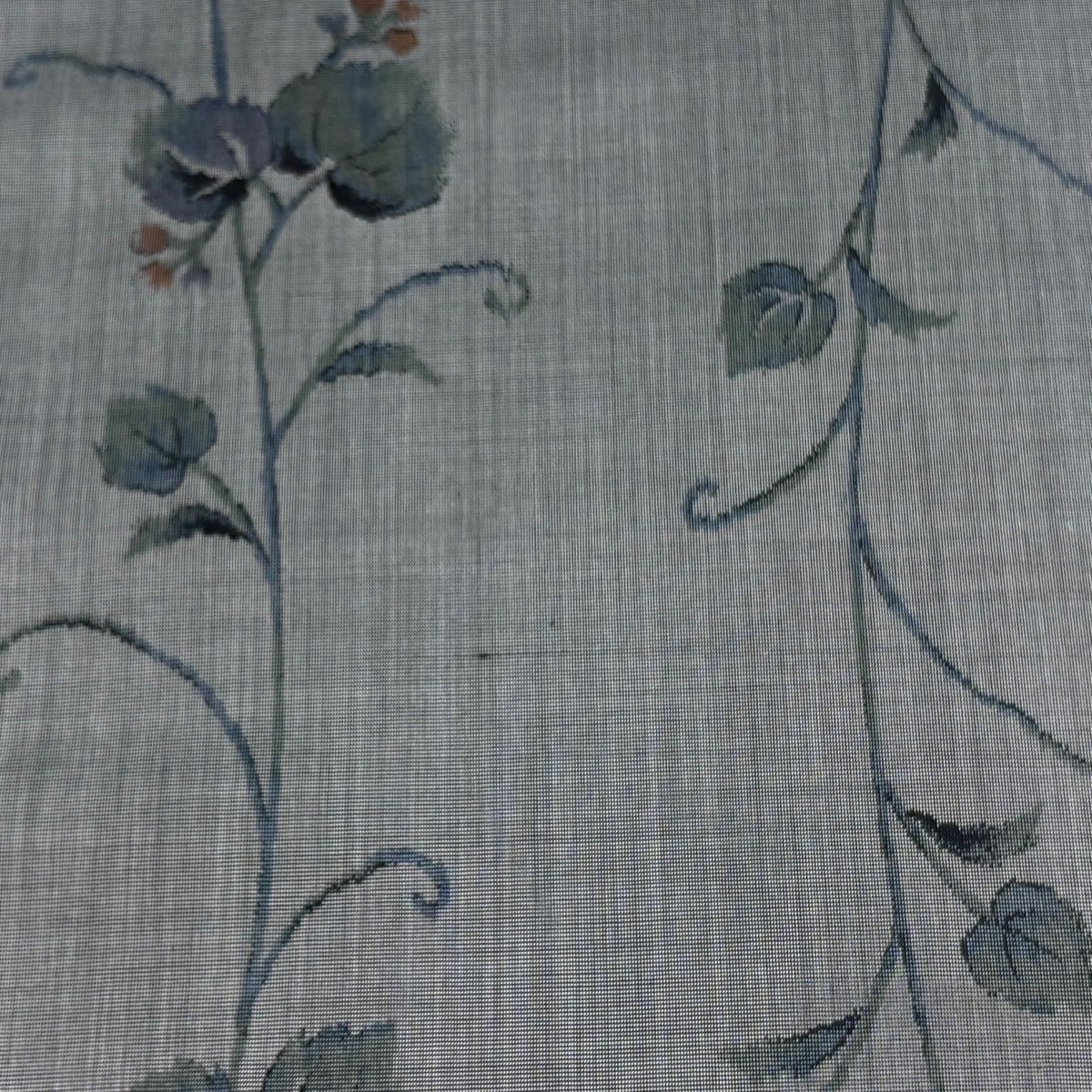 反物 秀品 紬 紬辻屋茶 草花 灰色 正絹