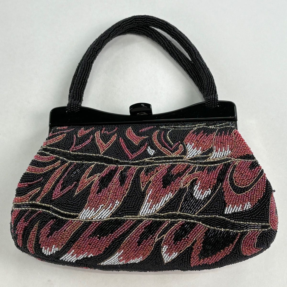 和装バッグ 優品 ビーズバッグ フォーマル 幾何学 黒 ビーズ 和装小物