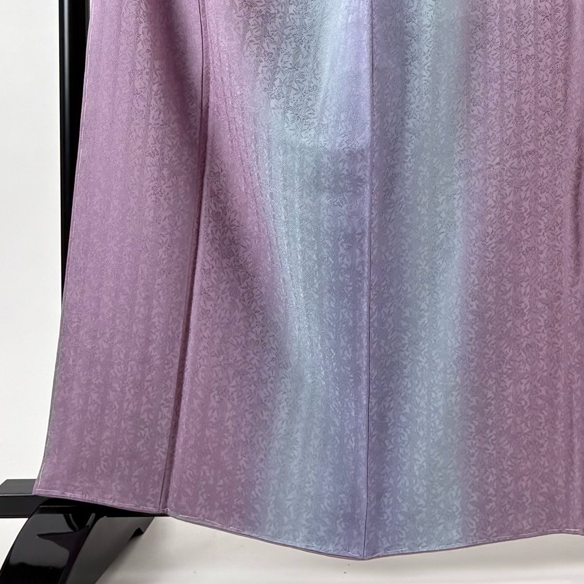 小紋 身丈162 cm 裄丈66 M 袷 名古屋帯セット 地紋 縦ぼかし 紫 正絹 秀品