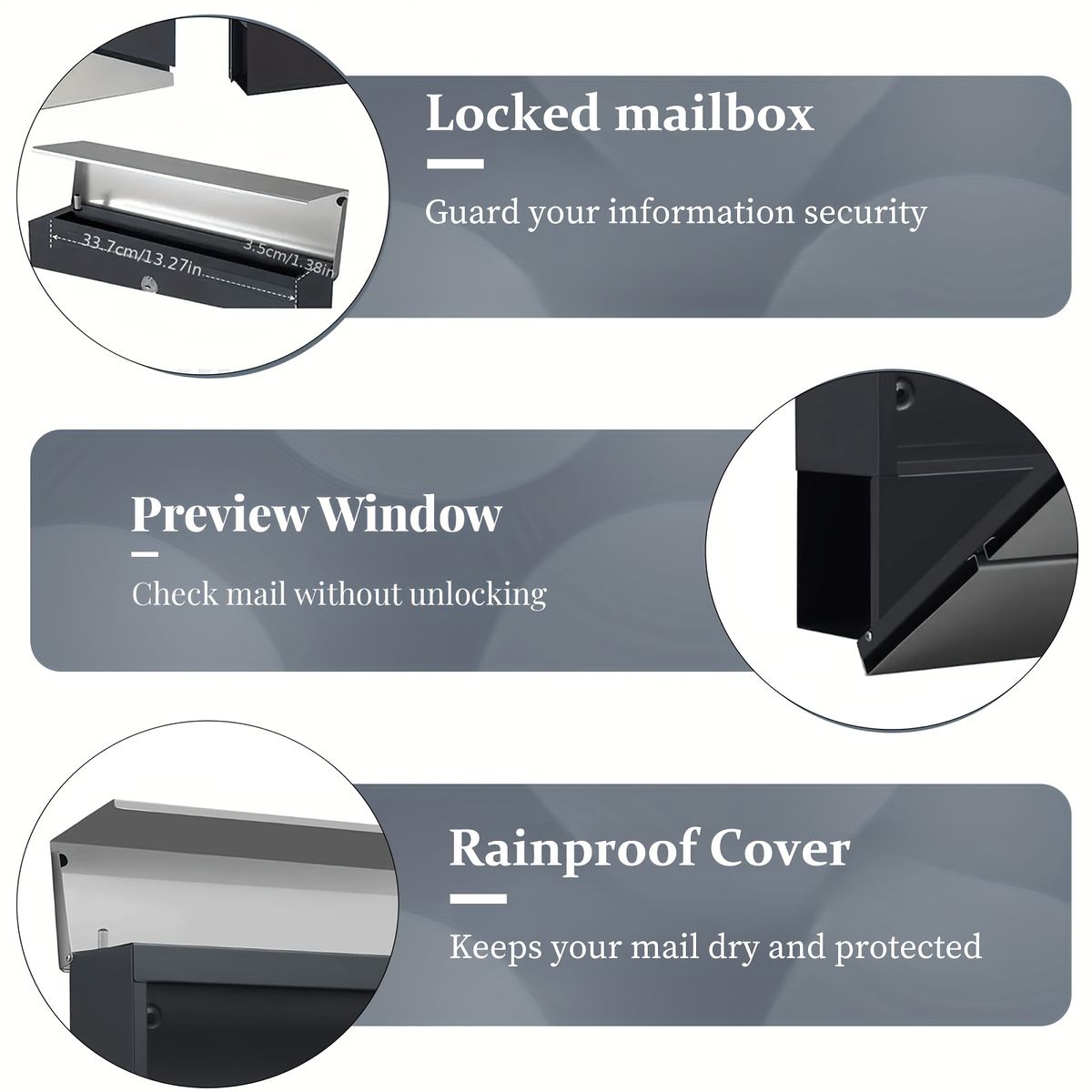 防犯対策＆モダンデザイン ステンレス製 壁掛け 郵便ポスト 鍵付き 覗き窓付き 錆びにくい 玄関 オフィスに最適 郵便受け メールボックス レターボックス