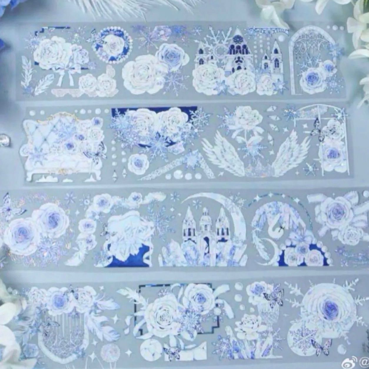  贝壳光 6 cm 10 m 冰的城 海外マスキングテープ 海外マステ 花 マスキングテープ テープ マスキングテープ