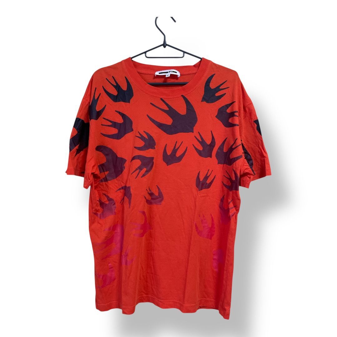 Alexander McQueen アレキサンダー マックイーン ツバメ柄Ｔシャツ オレンジ色 Ｍサイズ メンズトップス 管理SK 411