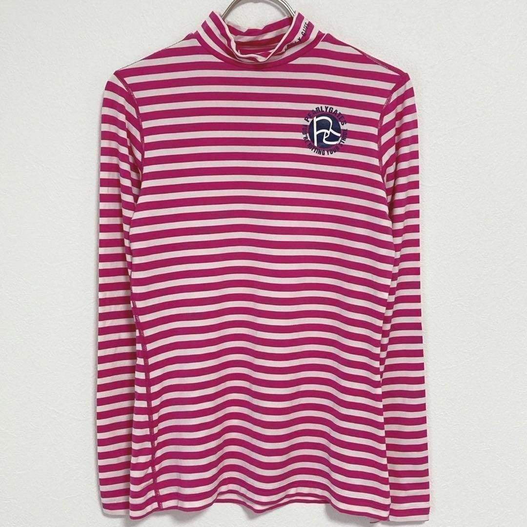 PEARLY GATES モックネック 長袖 トップス ボーダー 通年素材 UV