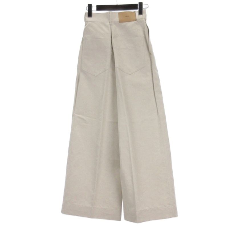 エブール ebure ツータック ワイドパンツ リネン コットン混 ホワイト