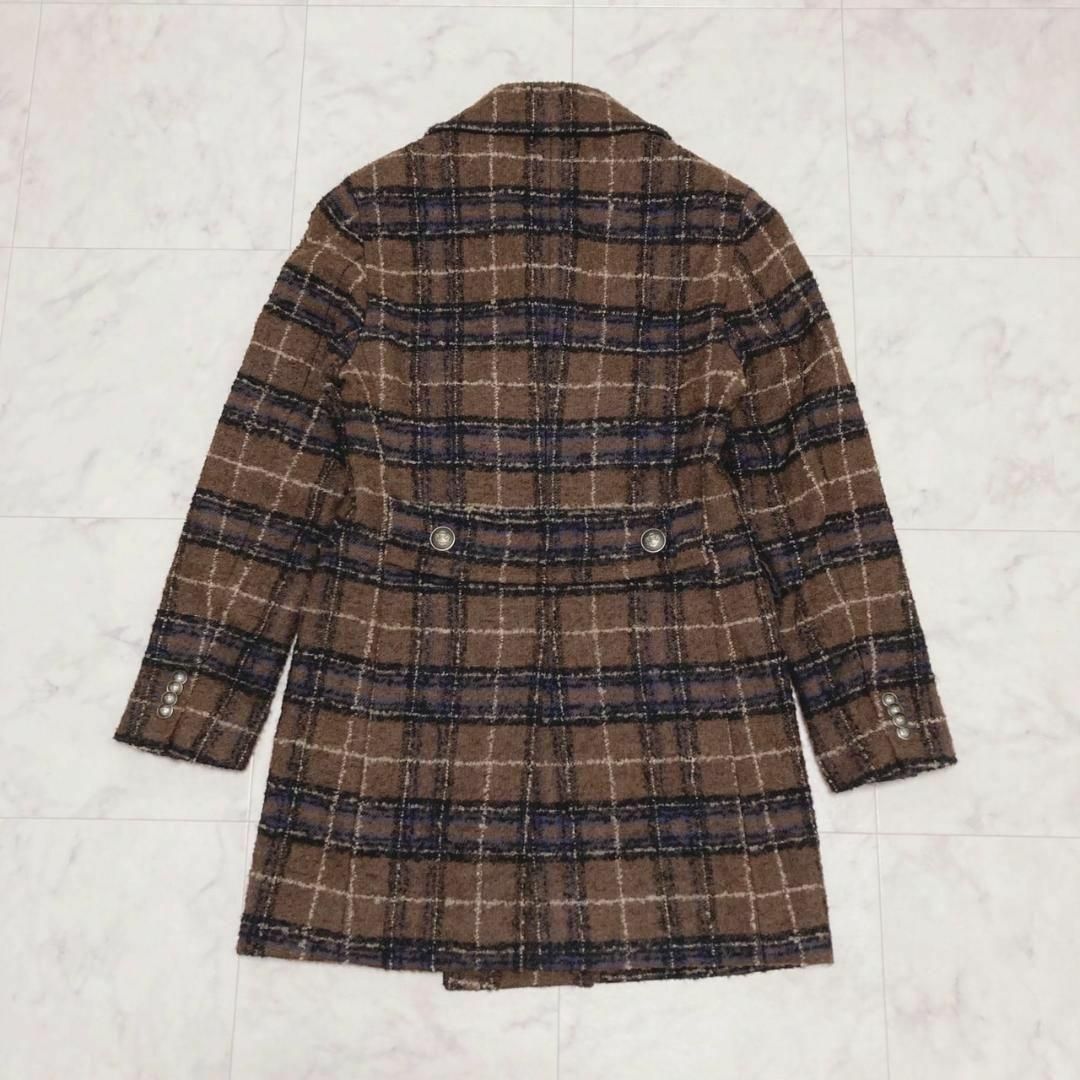 TAGLIATORE チェック柄ウールモヘヤアルパカダブルチェスターコート