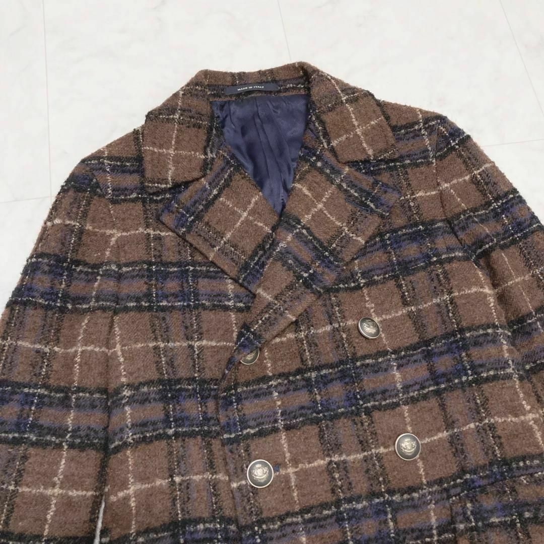 TAGLIATORE チェック柄ウールモヘヤアルパカダブルチェスターコート